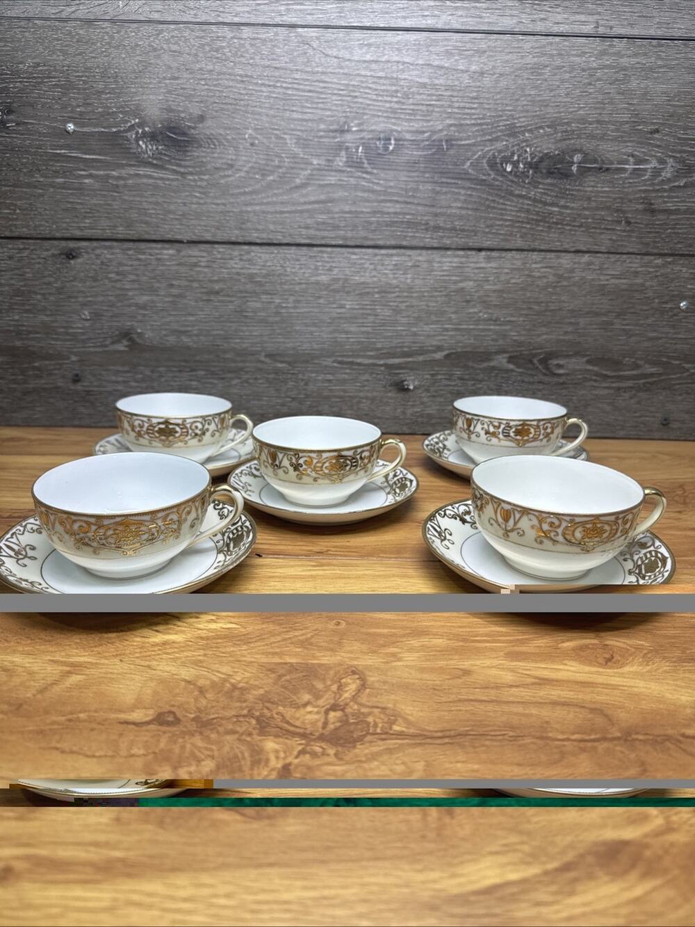 Vintage NORITAKI Christmas Ball (5) Cups & Saucers ~10 Pc